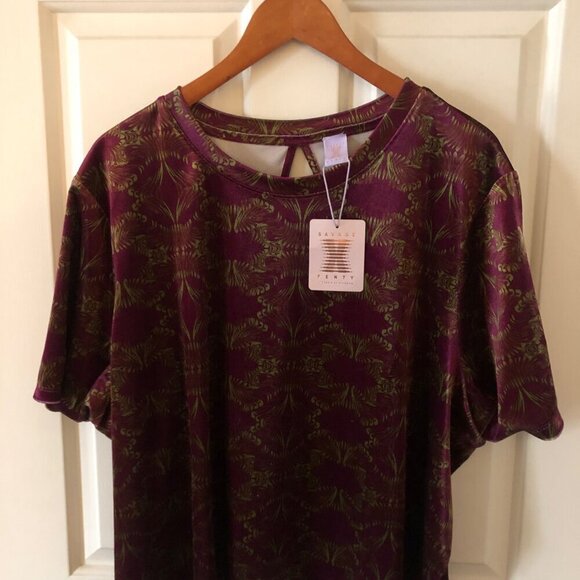 NWT Women's Plus Size 2X Savage X Fenty Velvet Pop Over Top Short Sleeve Loungew - Picture 1 of 12